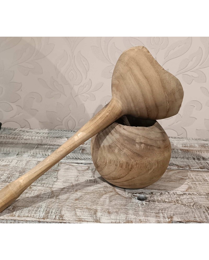 Pot With Long Lid Irregular Wood Natural Jolipa
