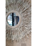 Mirror round Sun Wood Washed White  Jolipa
