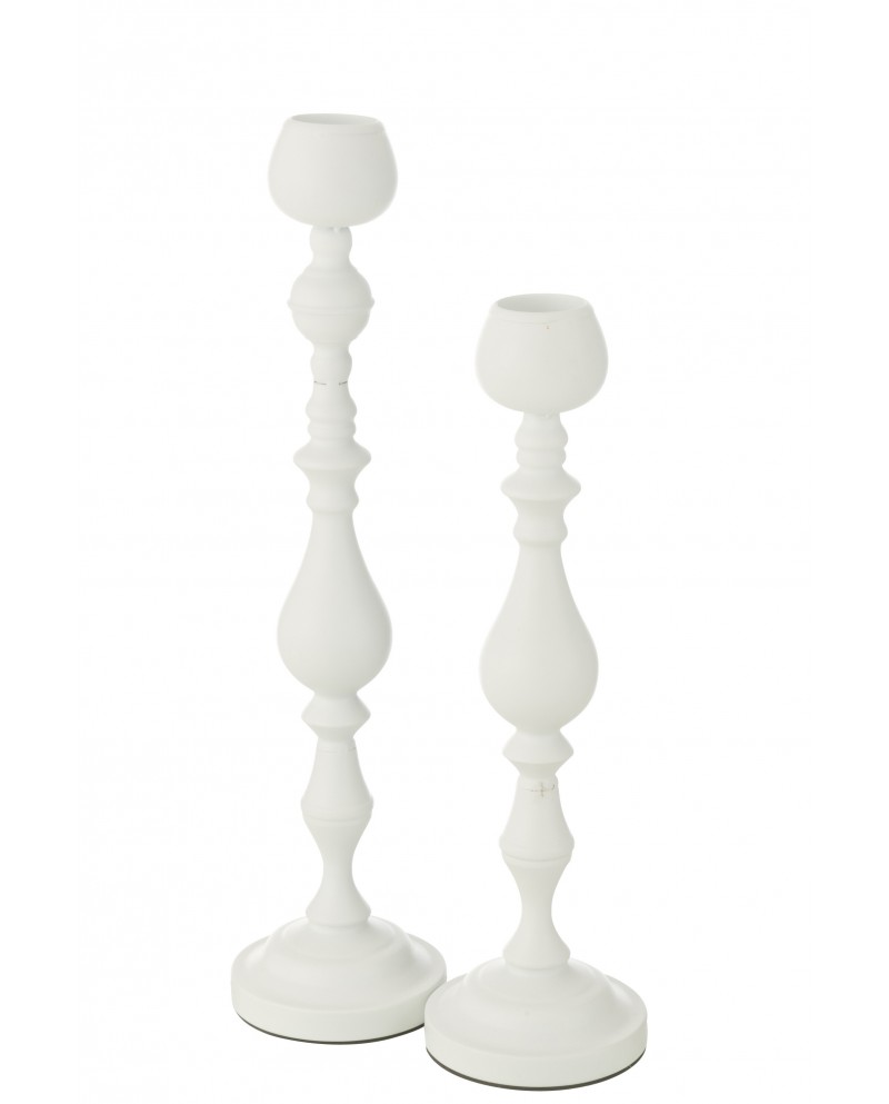Candle Holder Monarchy Metal White Large Jolipa