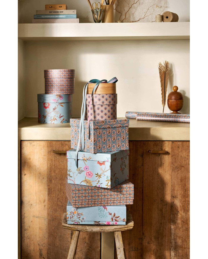 Box Round Blooming Tales Blue-Khaki set 3 Pip Studio
