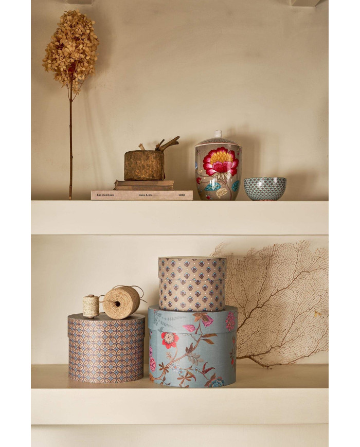 Box Round Blooming Tales Blue-Khaki set 3 Pip Studio