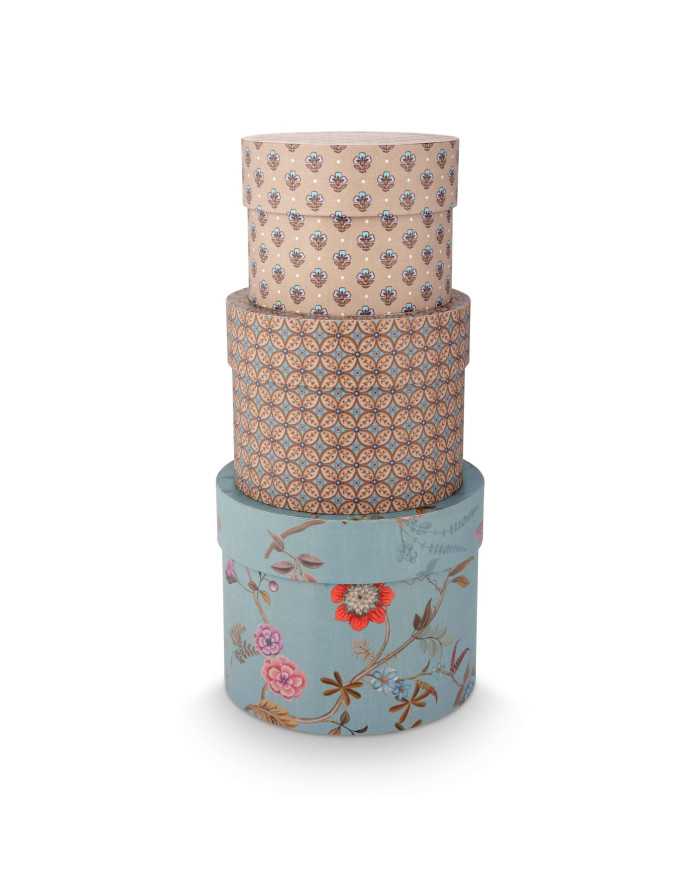 Box Round Blooming Tales Blue-Khaki set 3 Pip Studio