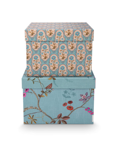 Box Square Blooming Tales Blue-Khaki set 2 Pip Studio