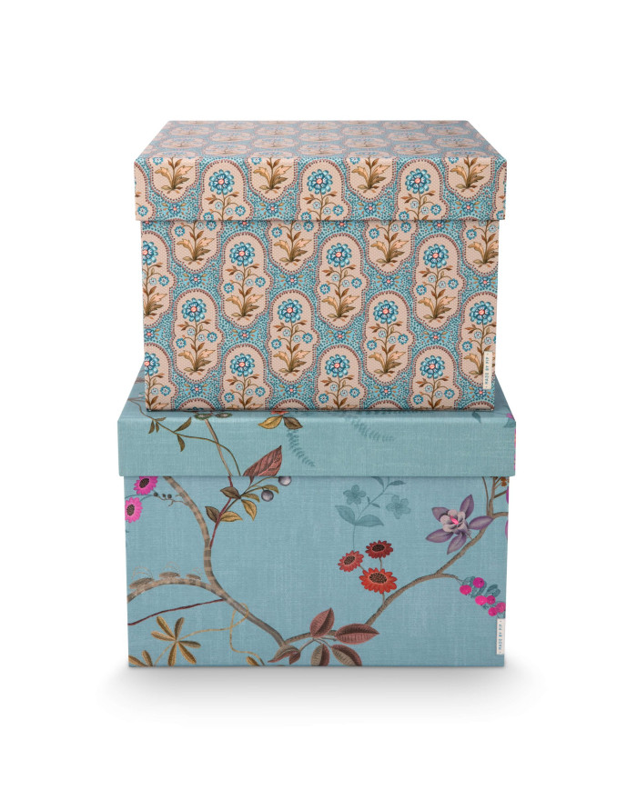Box Square Blooming Tales Blue-Khaki set 2 Pip Studio