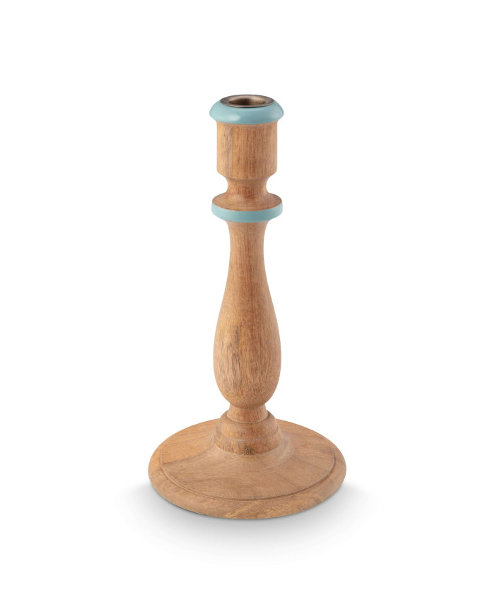 Candle Holder Wood Natural-Blue PIP STUDIO