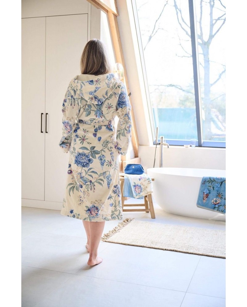 Bathrobe Secret Garden White/Blue PIP STUDIO