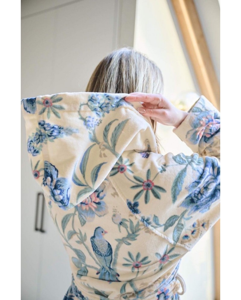 Bathrobe Secret Garden White/Blue PIP STUDIO