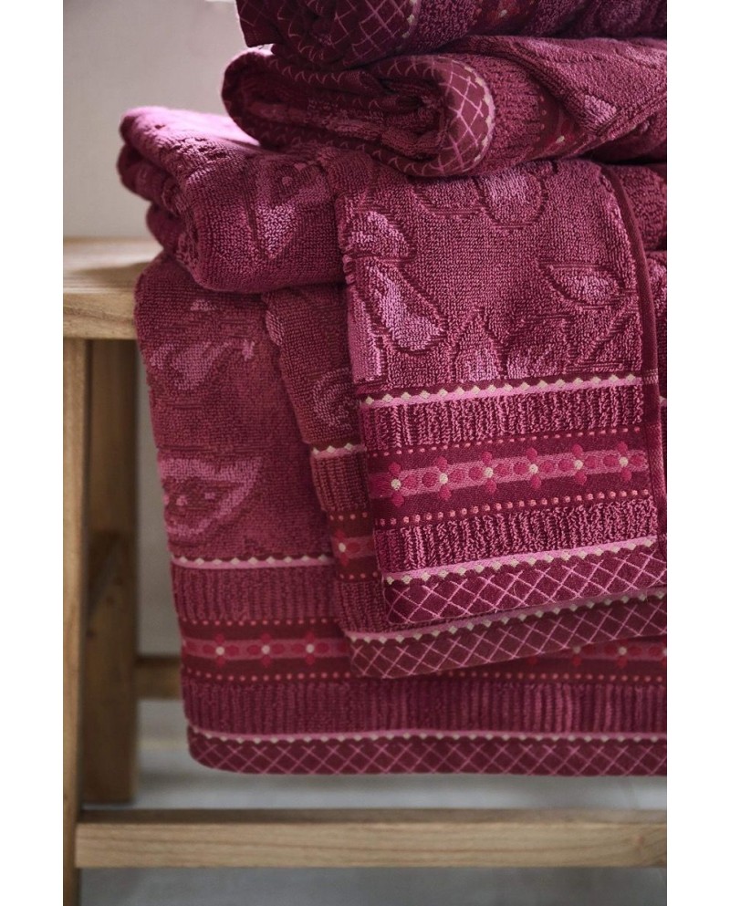 Bath Towel Jasmin Jacquard Dark Pink PIP STUDIO
